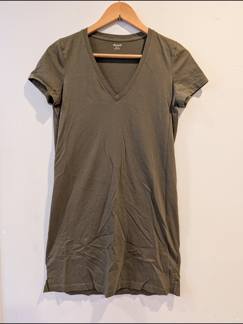 Madewell Women's Olive Green V-Neck Short Sleeve Dress Tunic S